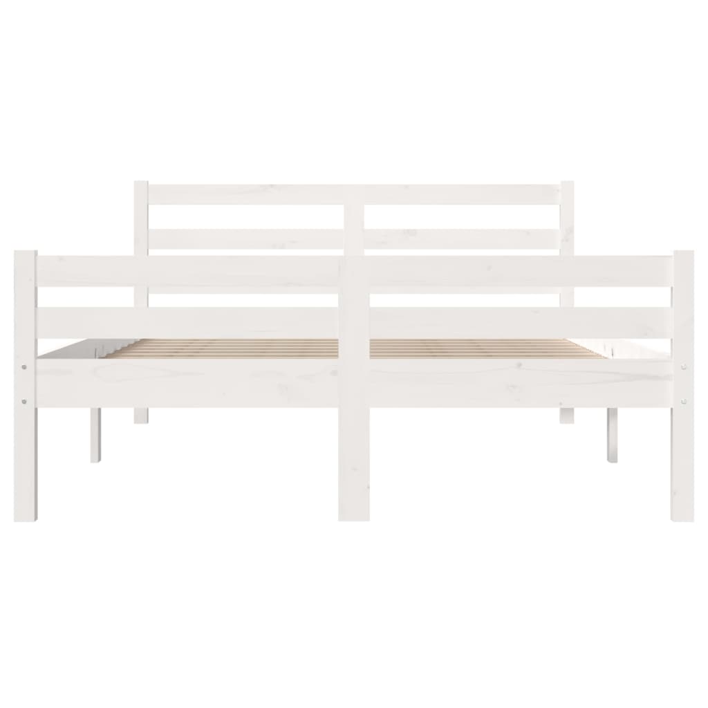 Estrutura de cama king 150x200 cm madeira maciça branco