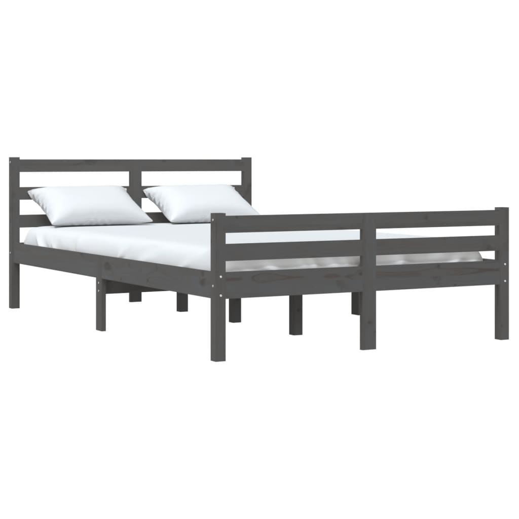 Estrutura de cama king 150x200 cm madeira maciça cinza