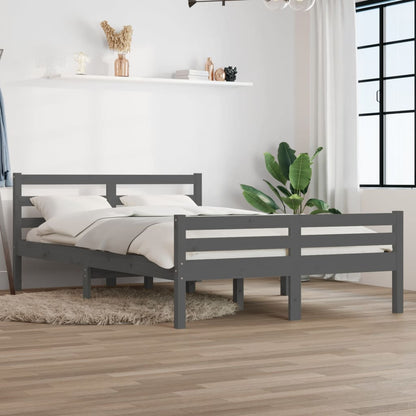 Estrutura de cama king 150x200 cm madeira maciça cinza