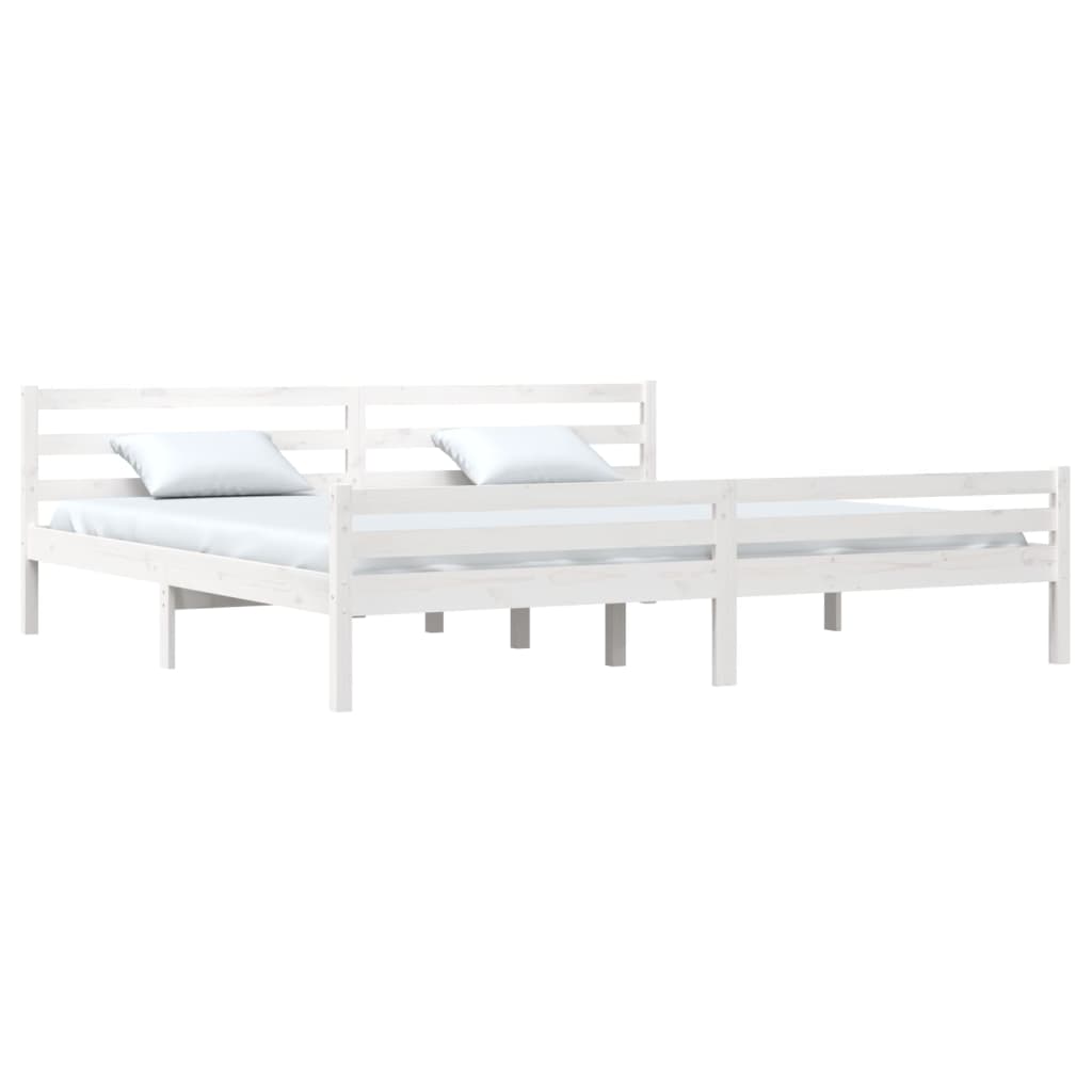 Estrutura de cama super king 180x200 cm madeira maciça branco