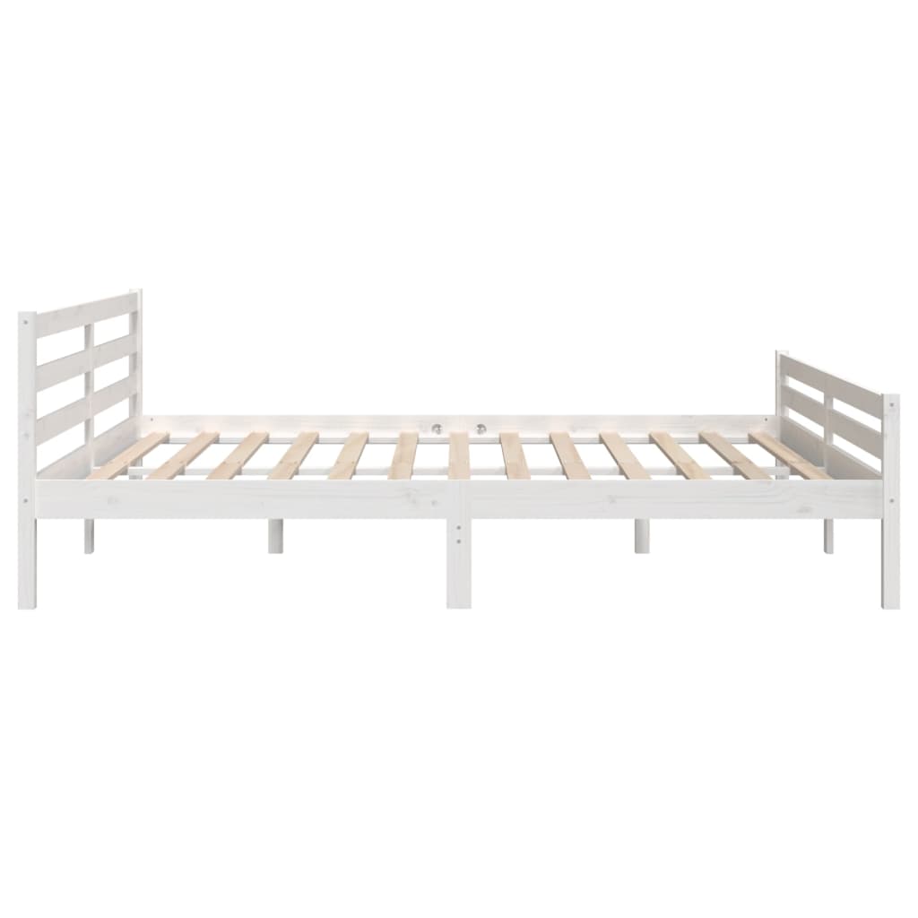 Estrutura de cama super king 180x200 cm madeira maciça branco