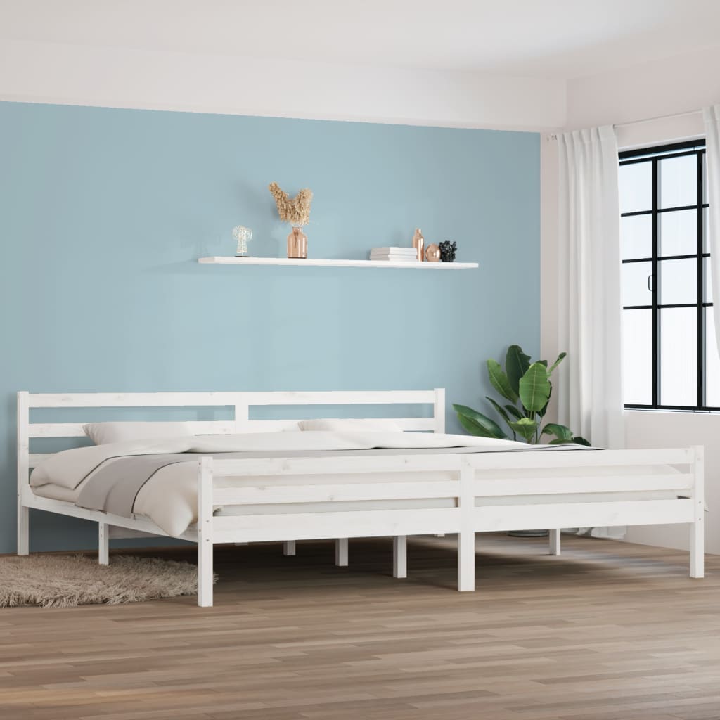 Estrutura de cama super king 180x200 cm madeira maciça branco