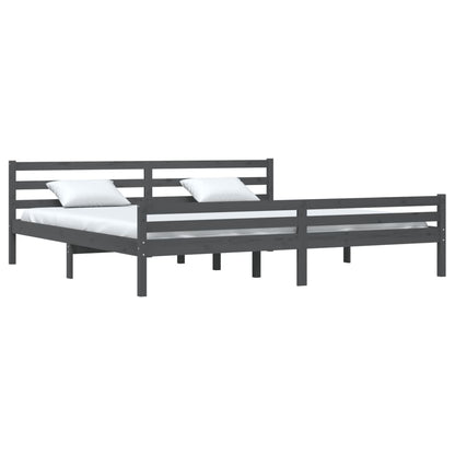 Estrutura de cama super king 180x200 cm madeira maciça cinza