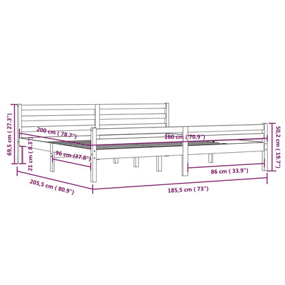 Estrutura de cama super king 180x200 cm madeira maciça cinza