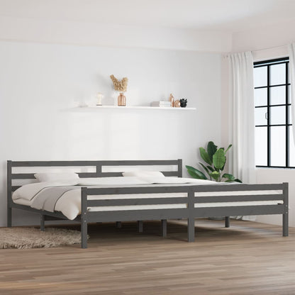 Estrutura de cama super king 180x200 cm madeira maciça cinza