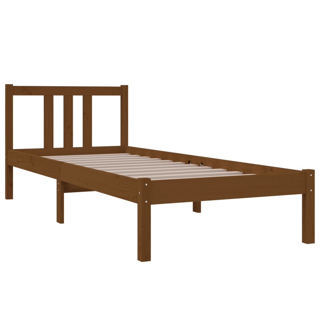 Estrutura cama pequena solteiro 75x190 cm madeira castanho mel