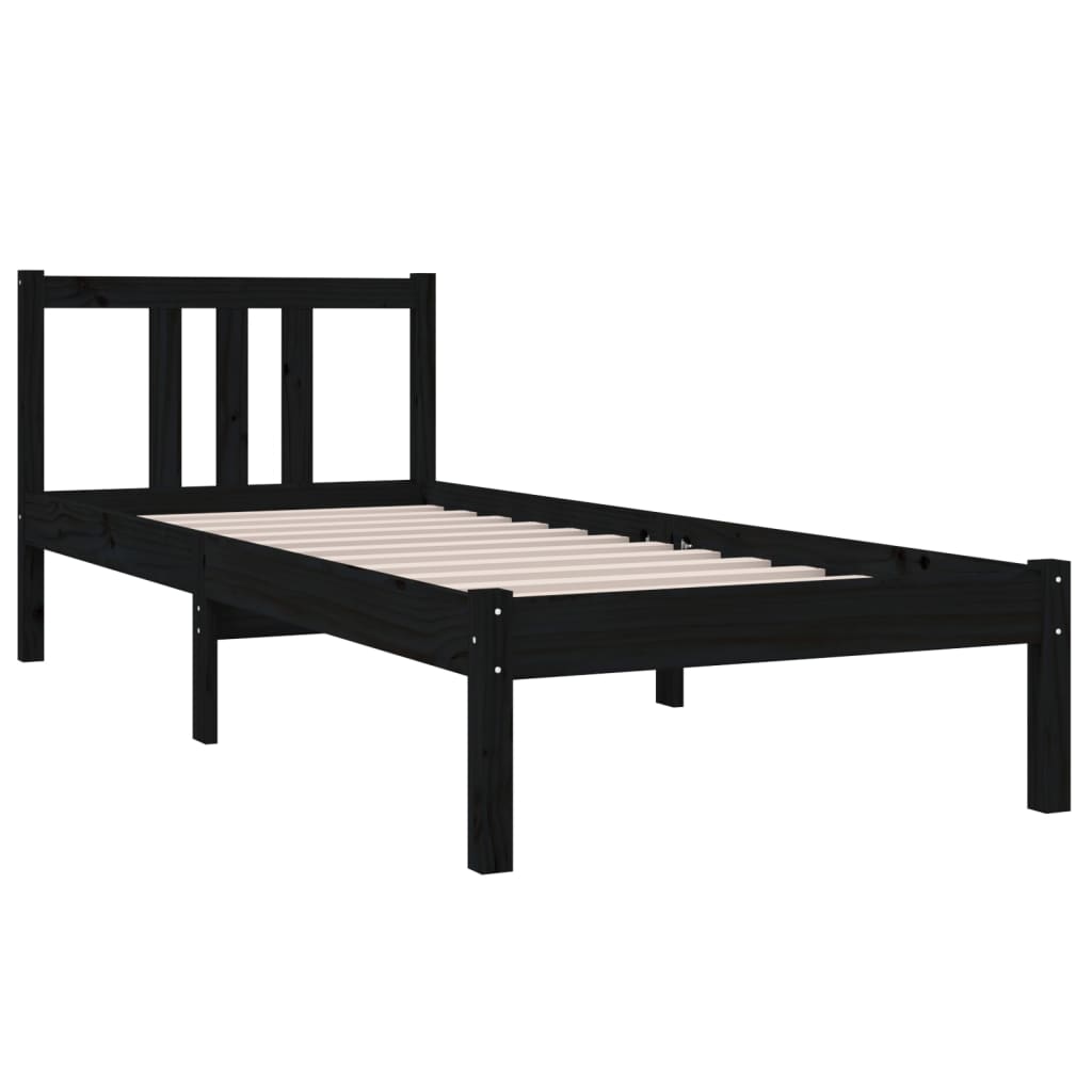 Estrutura cama pequena solteiro 75x190 cm madeira maciça preto