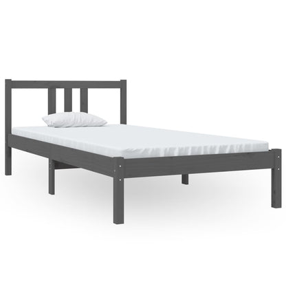 Estrutura de cama solteiro 90x190 cm madeira maciça cinza