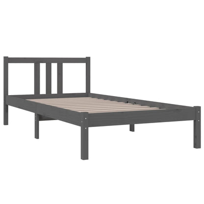 Estrutura de cama solteiro 90x190 cm madeira maciça cinza