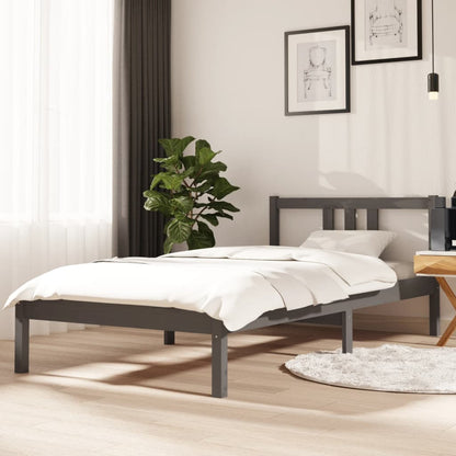 Estrutura de cama solteiro 90x190 cm madeira maciça cinza