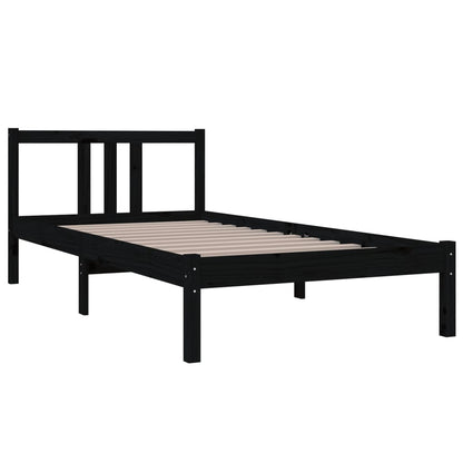 Estrutura de cama solteiro 90x190 cm madeira maciça preto