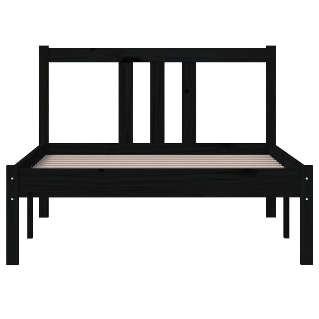 Estrutura de cama solteiro 90x190 cm madeira maciça preto