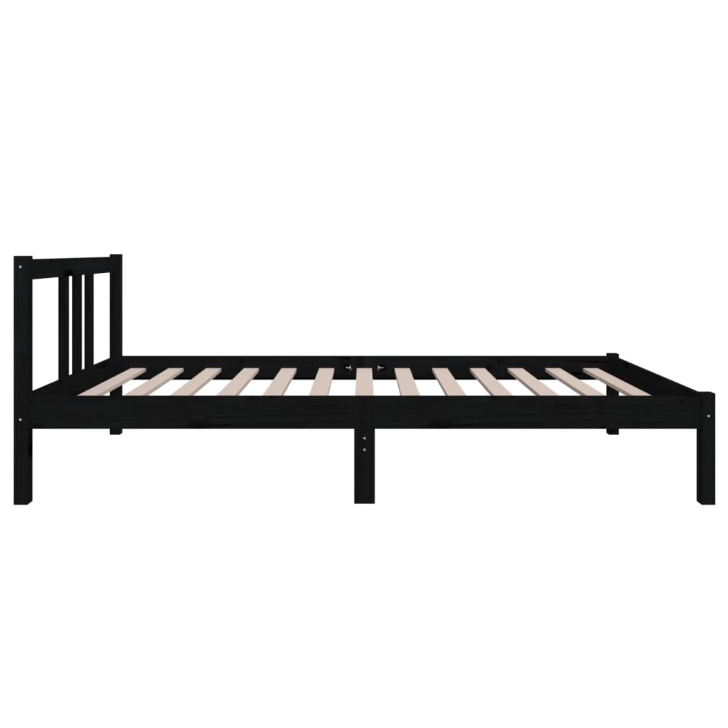 Estrutura de cama solteiro 90x190 cm madeira maciça preto