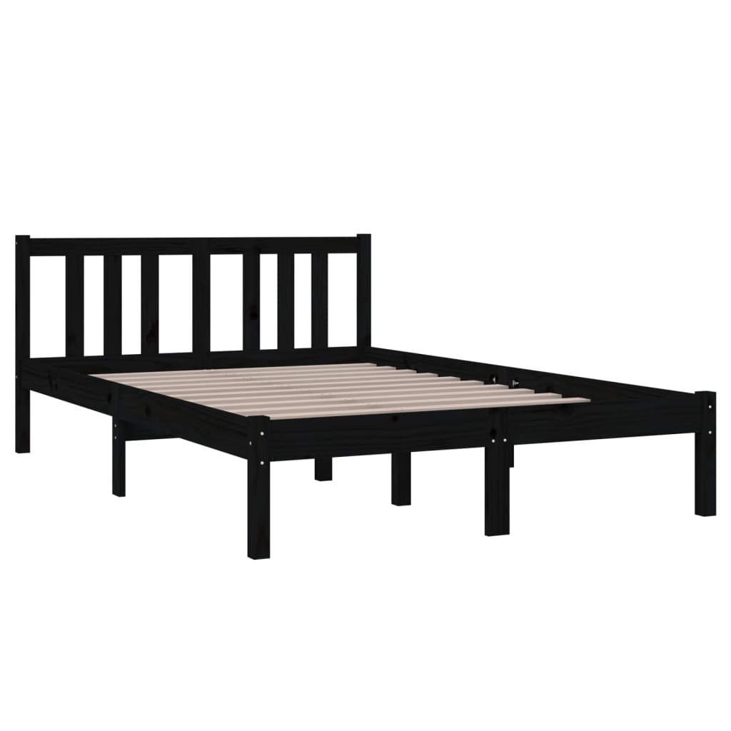 Estrutura cama pequena casal 120x190 cm pinho maciço preto