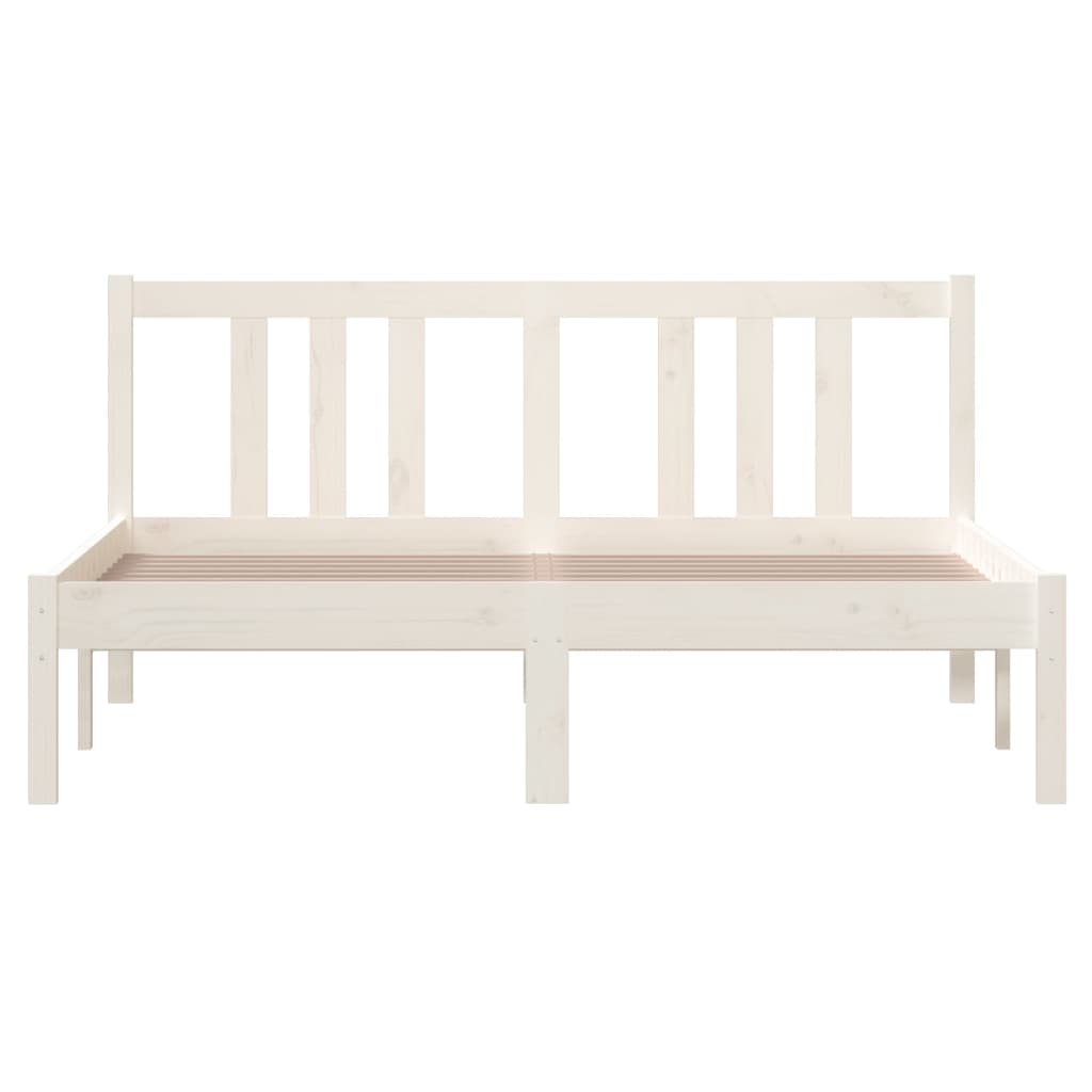 Estrutura de cama casal 135x190 cm madeira maciça branco