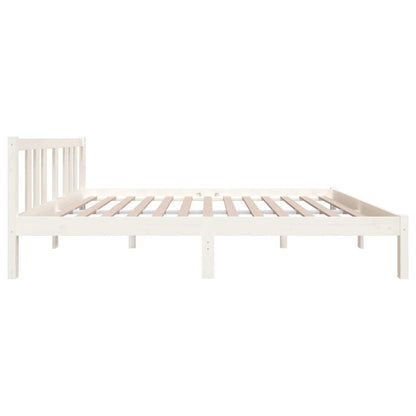 Estrutura de cama casal 135x190 cm madeira maciça branco