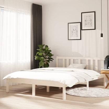 Estrutura de cama casal 135x190 cm madeira maciça branco