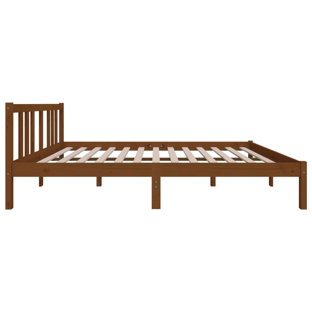 Estrutura de cama casal 135x190 cm madeira maciça castanho-mel