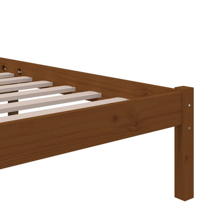 Estrutura de cama casal 135x190 cm madeira maciça castanho-mel