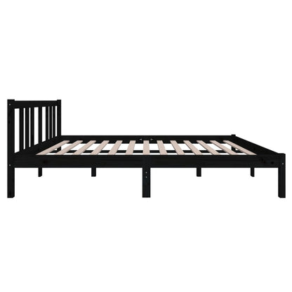 Estrutura de cama casal 135x190 cm madeira maciça preto