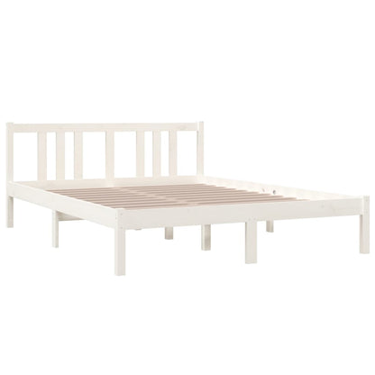 Estrutura de cama 140x190 cm madeira maciça branco