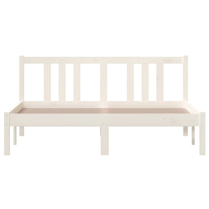 Estrutura de cama 140x190 cm madeira maciça branco