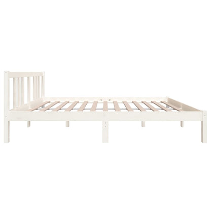 Estrutura de cama 140x190 cm madeira maciça branco