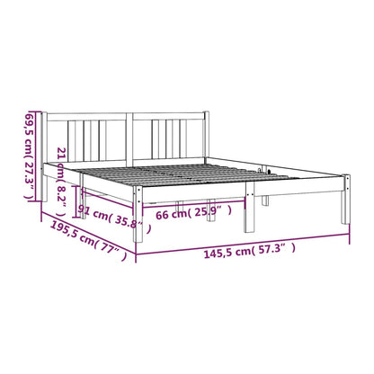 Estrutura de cama 140x190 cm madeira maciça branco