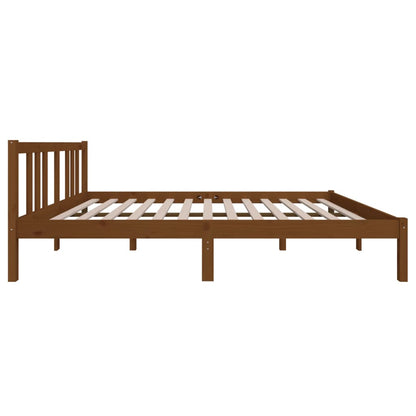 Estrutura de cama 140x190 cm madeira maciça castanho-mel