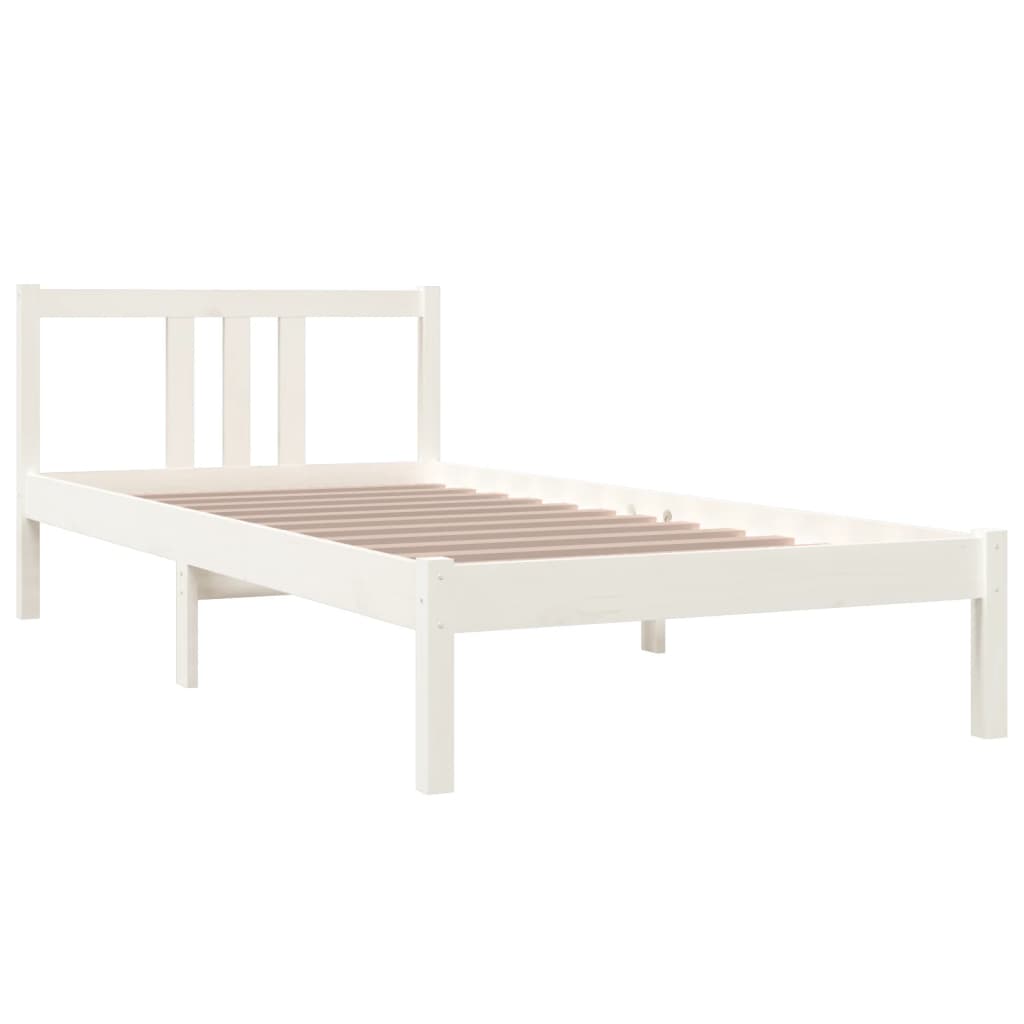 Estrutura de cama 90x200 cm madeira maciça branco