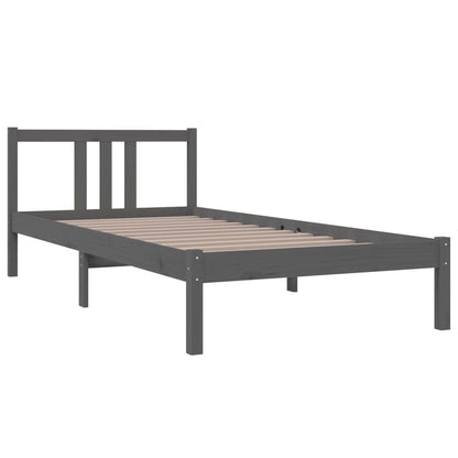 Estrutura de cama 90x200 cm madeira maciça cinzento