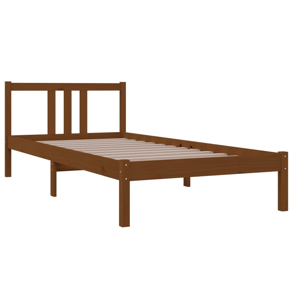 Estrutura de cama 90x200 cm madeira maciça castanho mel