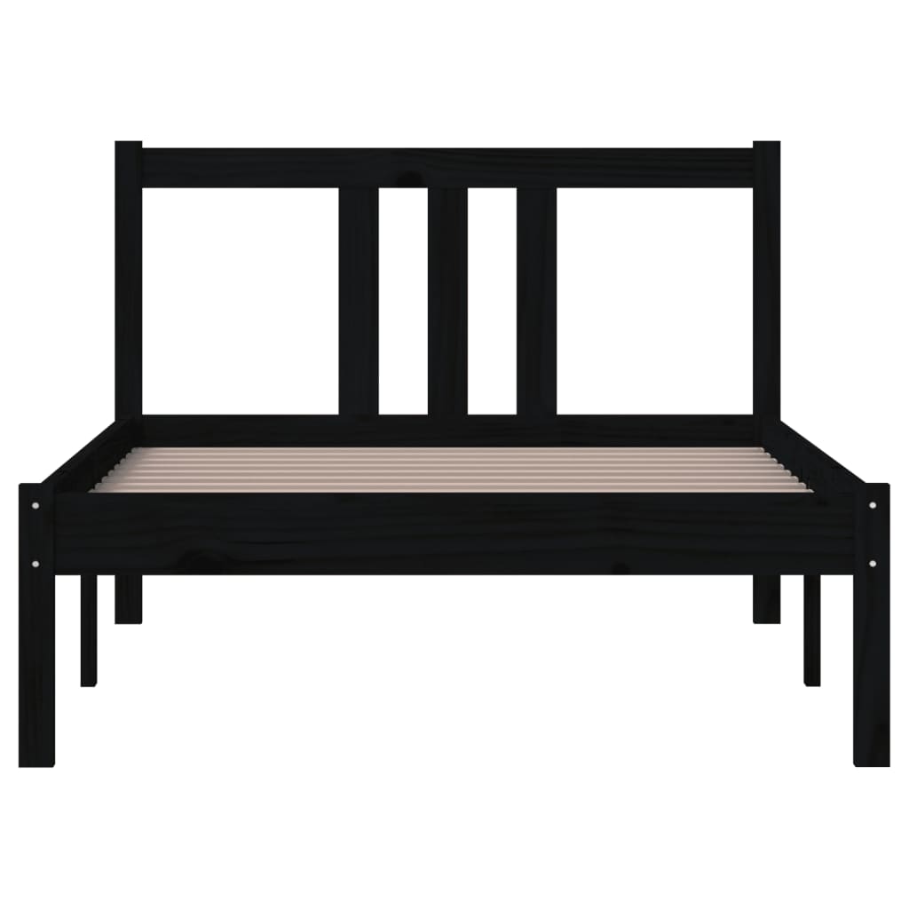 Estrutura de cama 90x200 cm madeira maciça preto