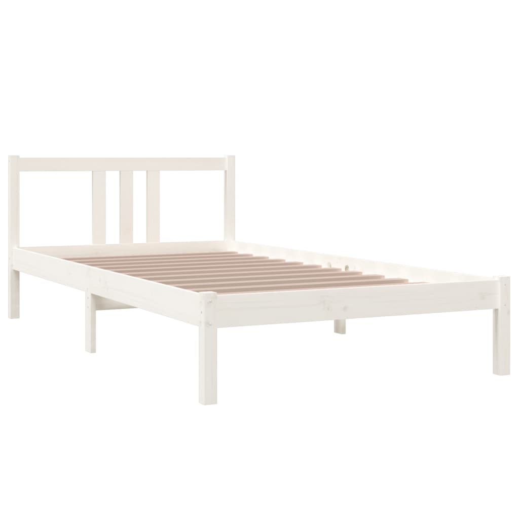 Estrutura de cama 100x200 cm madeira maciça branco