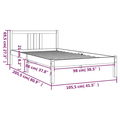 Estrutura de cama 100x200 cm madeira maciça branco