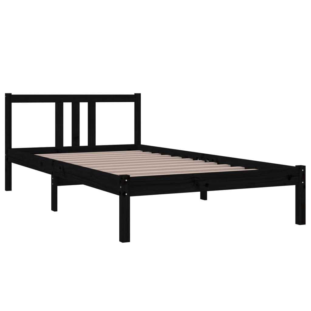 Estrutura de cama 100x200 cm madeira maciça preto