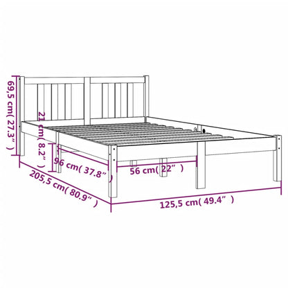 Estrutura de cama 120x200 cm madeira maciça cinzento