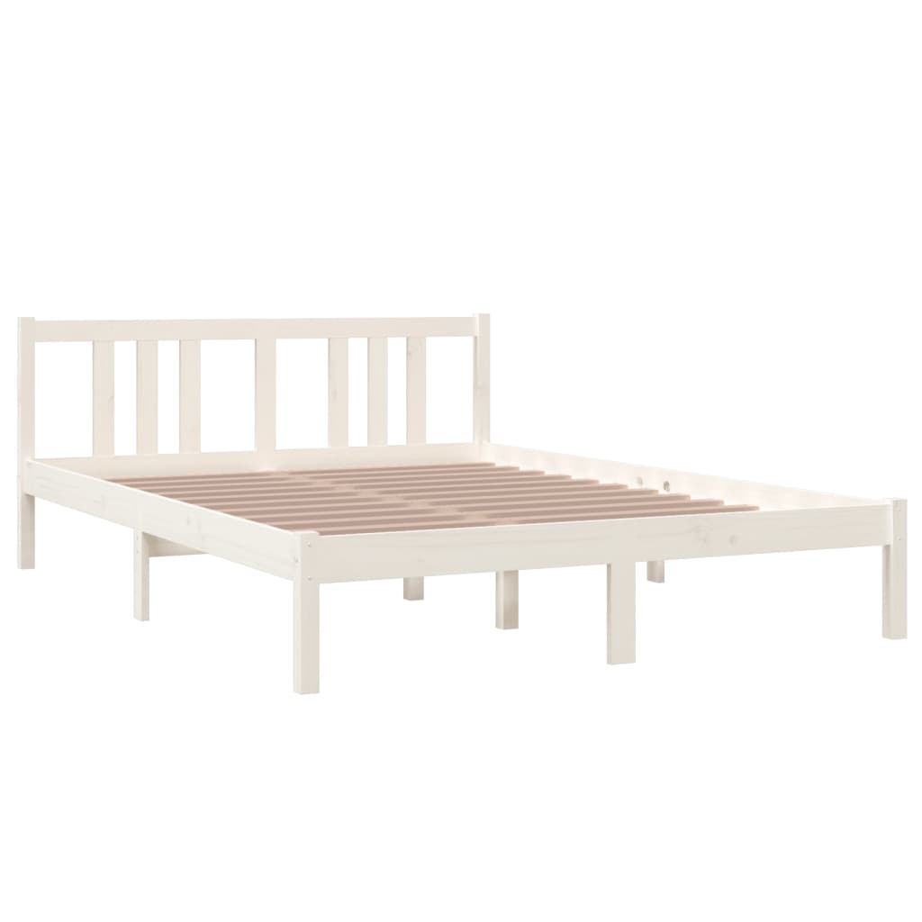 Estrutura de cama 140x200 cm madeira maciça branco