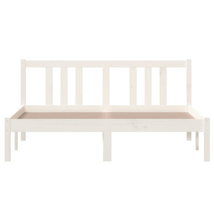 Estrutura de cama 140x200 cm madeira maciça branco