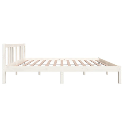 Estrutura de cama 140x200 cm madeira maciça branco