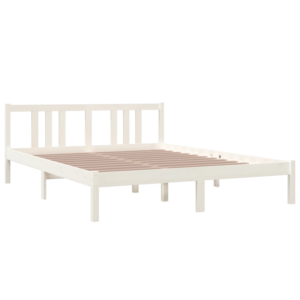 Estrutura de cama king 150x200 cm madeira maciça branco