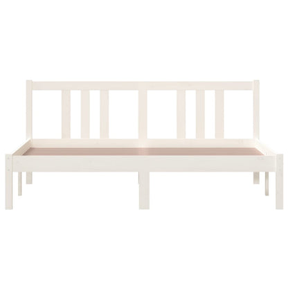 Estrutura de cama king 150x200 cm madeira maciça branco