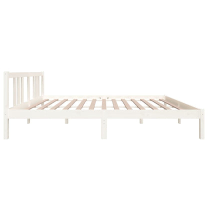 Estrutura de cama king 150x200 cm madeira maciça branco