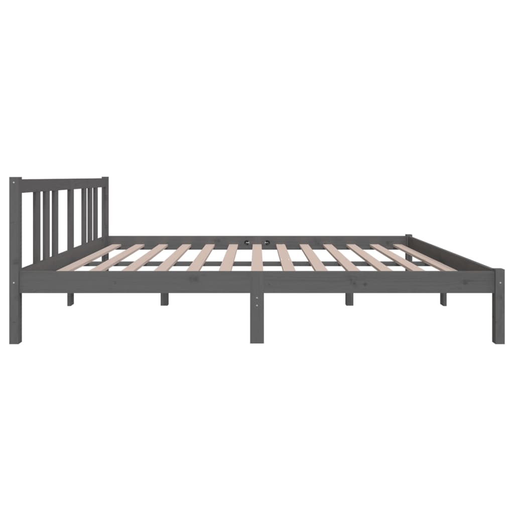 Estrutura de cama king 150x200 cm madeira maciça cinza