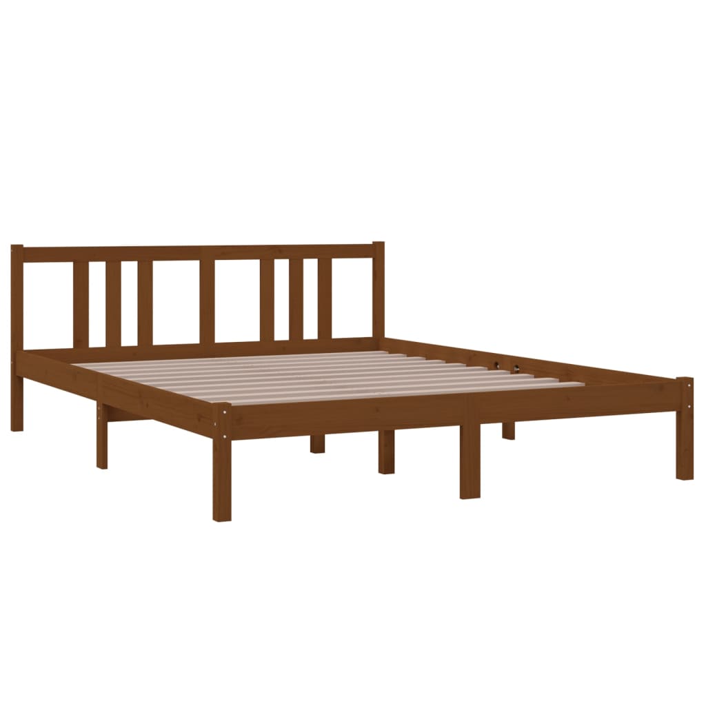 Estrutura cama king 150x200 cm madeira maciça castanho-mel