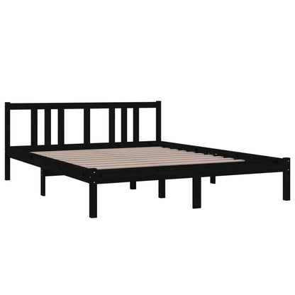 Estrutura de cama king 150x200 cm madeira maciça preto