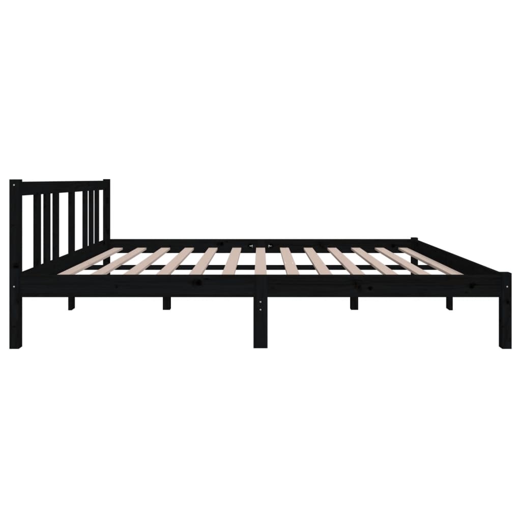 Estrutura de cama king 150x200 cm madeira maciça preto