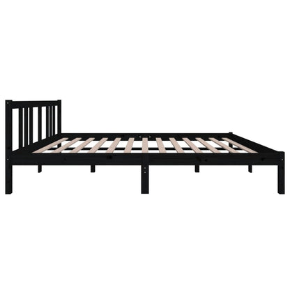 Estrutura de cama king 150x200 cm madeira maciça preto