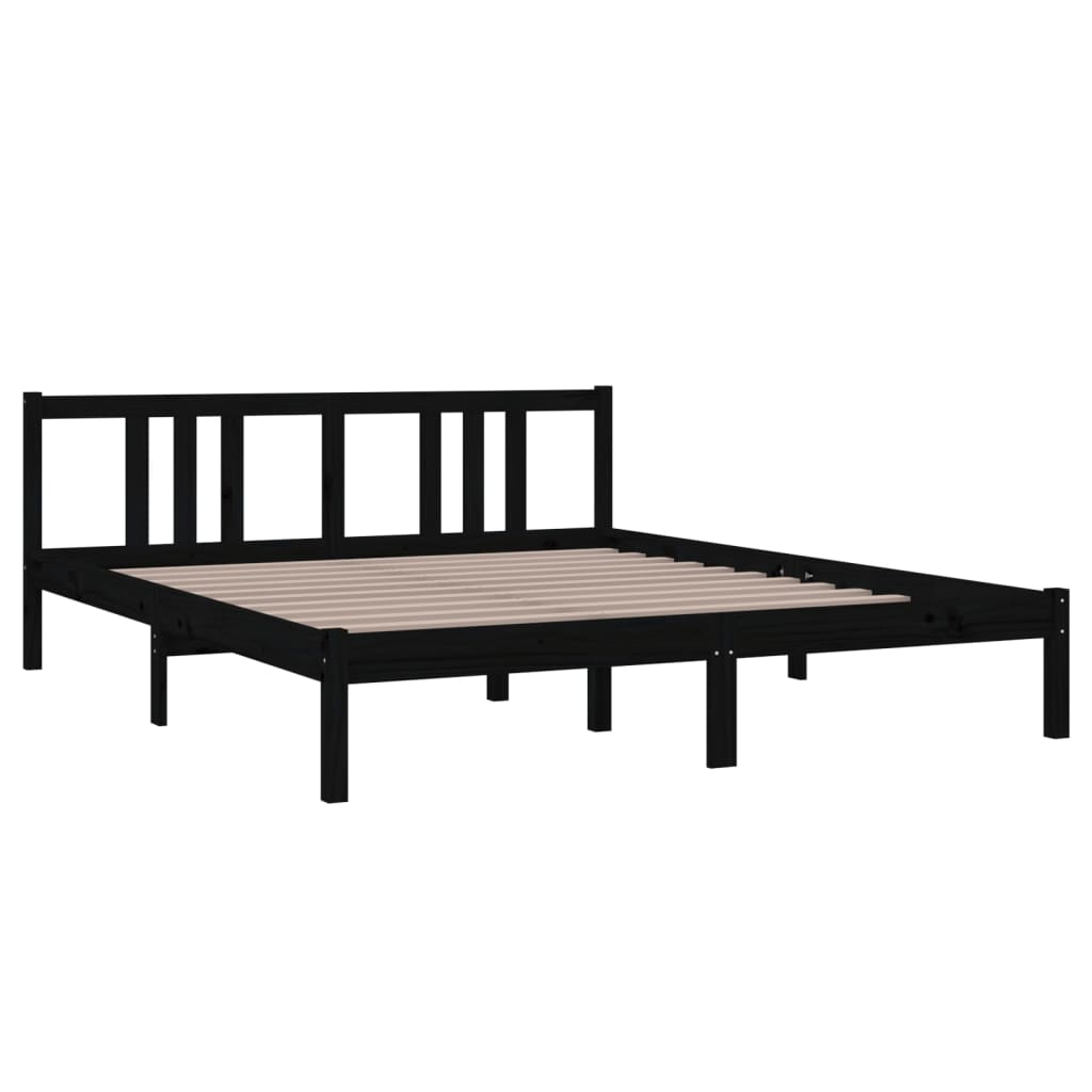 Estrutura de cama 160x200 cm madeira maciça preto