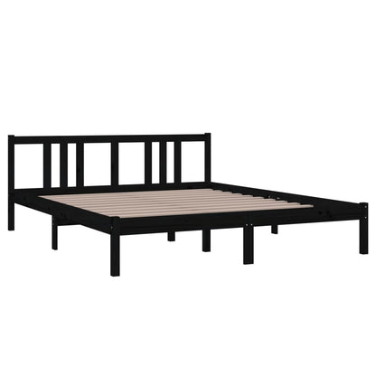 Estrutura de cama 160x200 cm madeira maciça preto